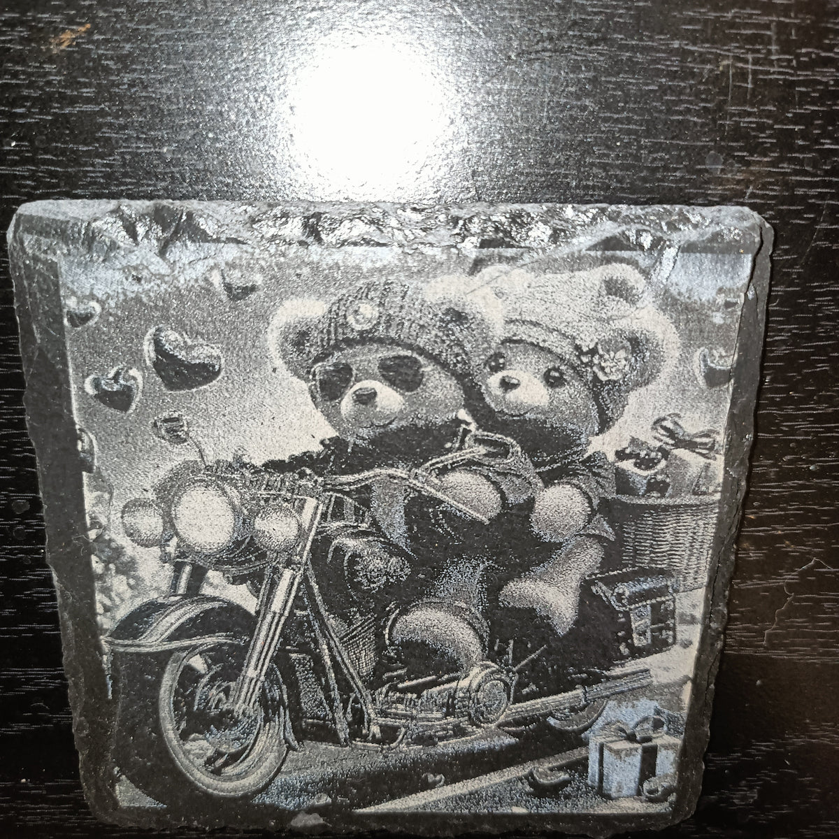 Custom Engraved Wood and Slate Coasters