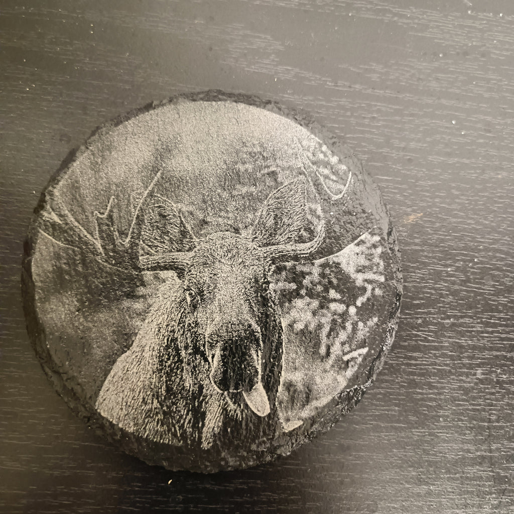 Custom Engraved Wood and Slate Coasters